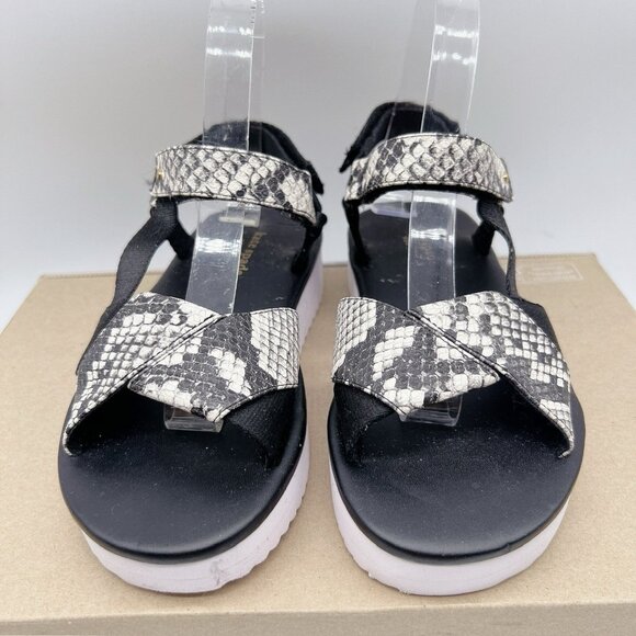 Kate Spade Dotty Platform Embossed Snakeskin Print Sandals Black White 36.5 US 6 - Picture 4 of 12